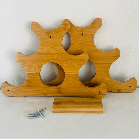 Wine Rack, Wine Bottle Holder for Home Kitchen Bar, 6-Bottle Wine Shelf ,Bamboo - Picture 7 of 8